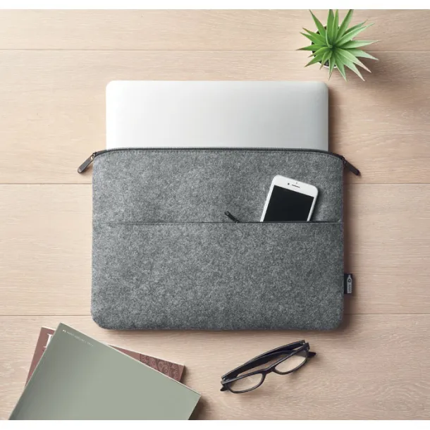 TOPLO RPET felt zipped laptop bag Grey