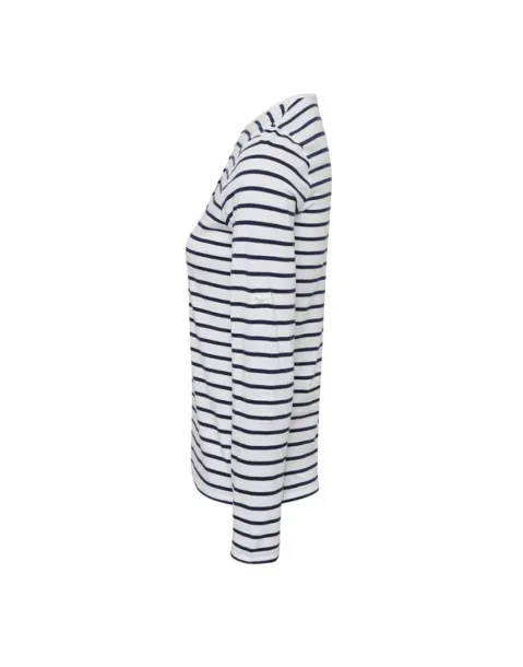  WOMEN'S LONG JOHN ROLL SLEEVE TEE - Premier White Navy