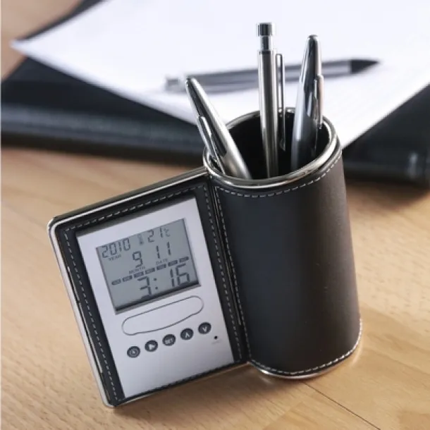  Pen holder with multifunctional clock black