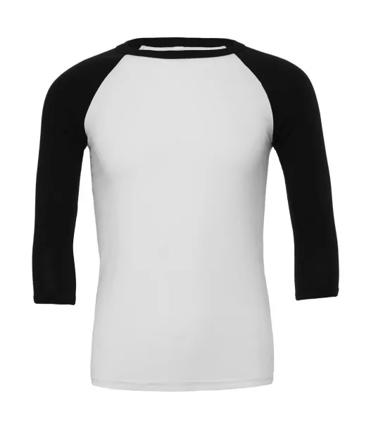  Unisex 3/4 Sleeve Baseball T-Shirt - Bella+Canvas Bijela Black