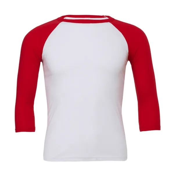  Unisex 3/4 Sleeve Baseball T-Shirt - Bella+Canvas Bijela Crvena