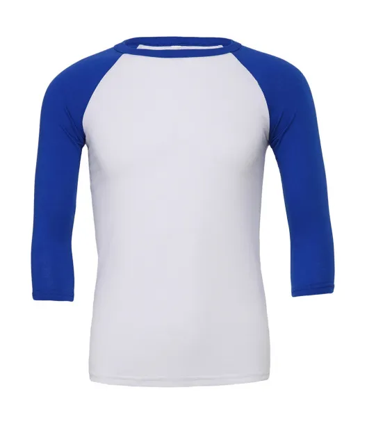  Unisex 3/4 Sleeve Baseball T-Shirt - Bella+Canvas Bijela True Royal