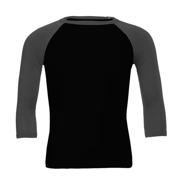  Unisex 3/4 Sleeve Baseball T-Shirt - Bella+Canvas Black Deep Heather