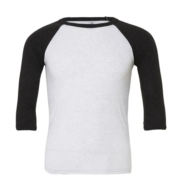  Unisex 3/4 Sleeve Baseball T-Shirt - Bella+Canvas White Fleck Charcoal-Black Triblend