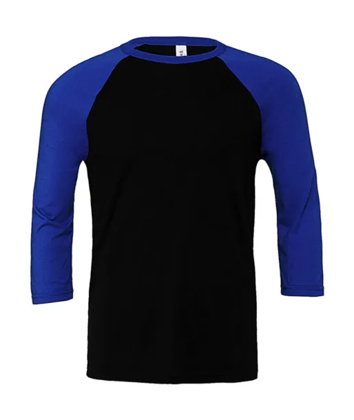  Unisex 3/4 Sleeve Baseball T-Shirt - Bella+Canvas Black True Royal