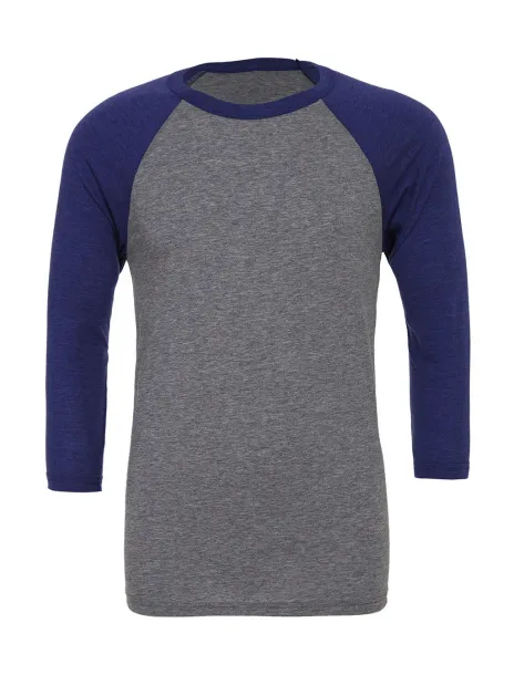  Unisex 3/4 Sleeve Baseball T-Shirt - Bella+Canvas Siva Navy Triblend