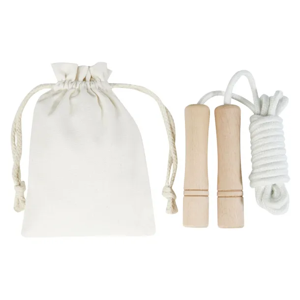 Denise wooden skipping rope in cotton pouch Ivory white Wood