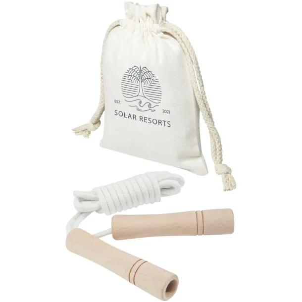 Denise wooden skipping rope in cotton pouch Ivory white Wood