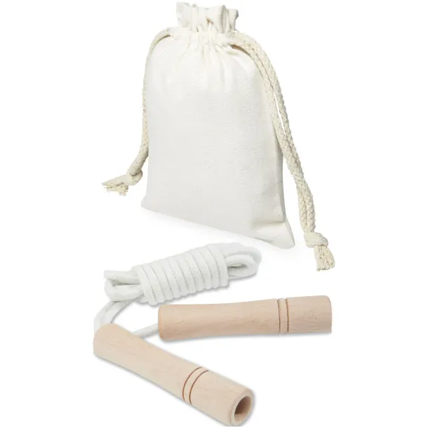 Denise wooden skipping rope in cotton pouch Ivory white Wood