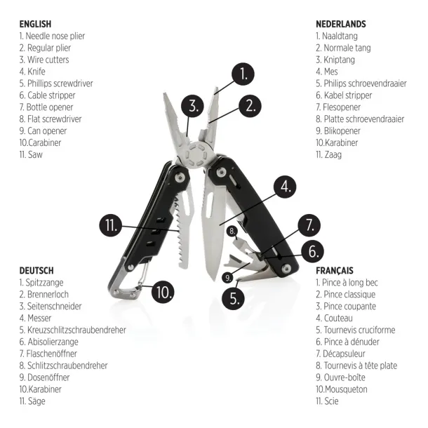  Solid multitool with carabiner - XD Collection Black 