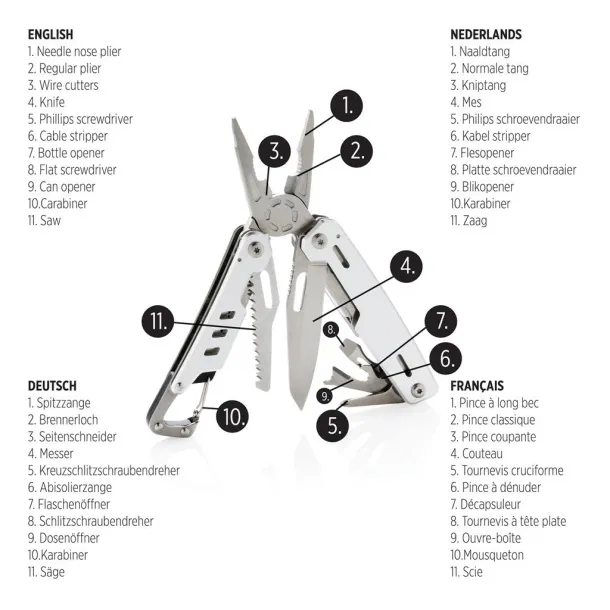  Solid multitool with carabiner - XD Collection Silver 