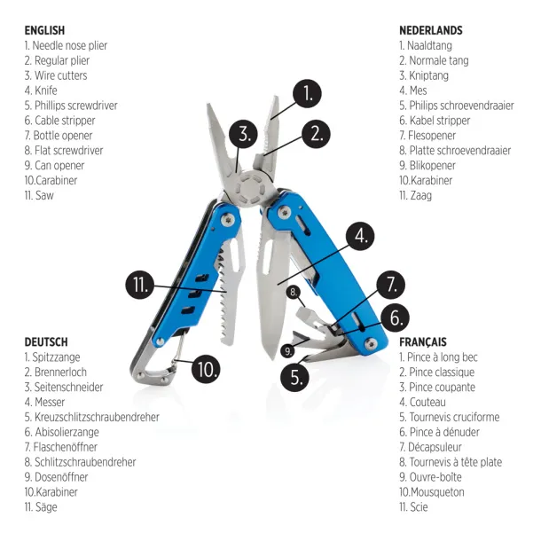  Solid multitool with carabiner - XD Collection Blue 