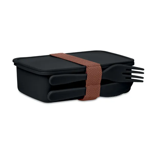 SUNDAY Lunch box with cutlery Black