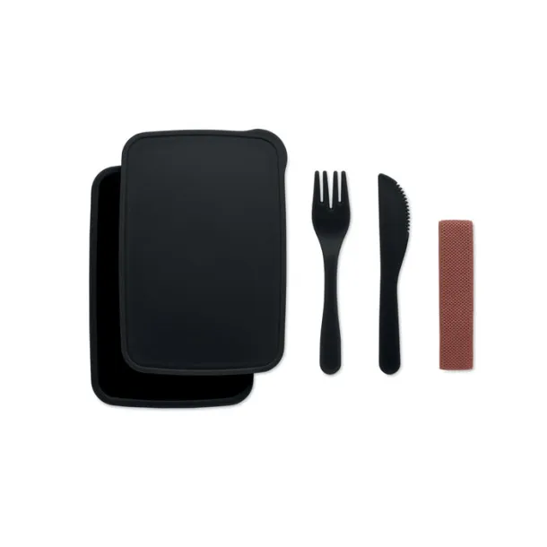 SUNDAY Lunch box with cutlery Black