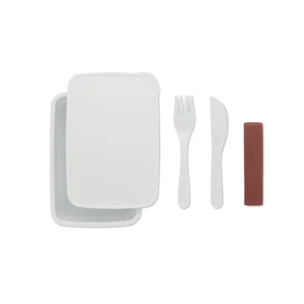 SUNDAY Lunch box with cutlery White