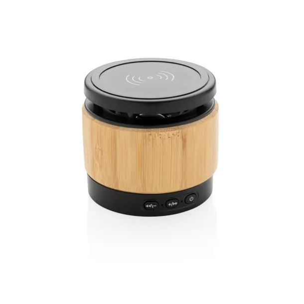  Bamboo wireless charger speaker - XD Collection Brown Black