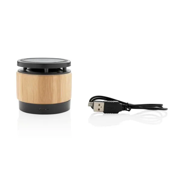  Bamboo wireless charger speaker - XD Collection Brown Black