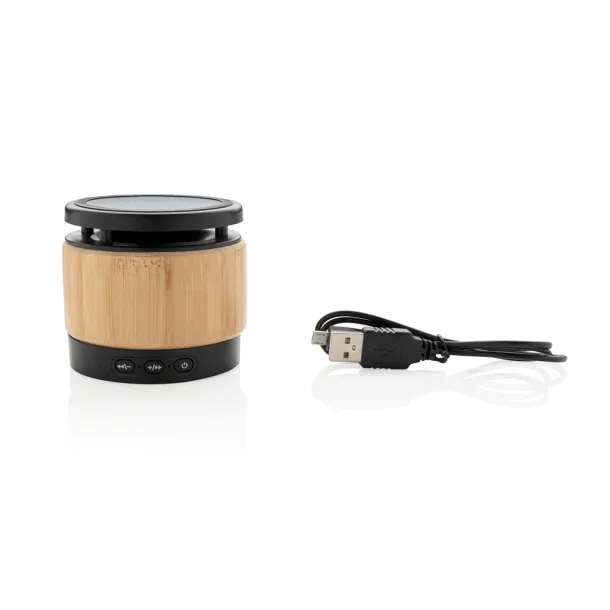  Bamboo wireless charger speaker - XD Collection Brown Black