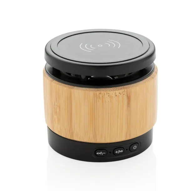  Bamboo wireless charger speaker - XD Collection Brown Black