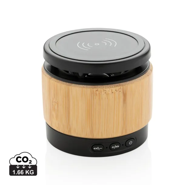  Bamboo wireless charger speaker - XD Collection Brown Black