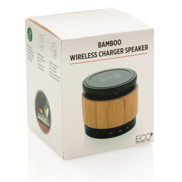  Bamboo wireless charger speaker - XD Collection Brown Black