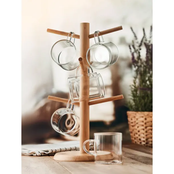 BOROCUPS Bamboo cup set holder Wood