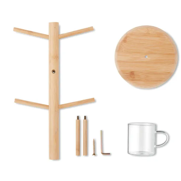 BOROCUPS Bamboo cup set holder Wood