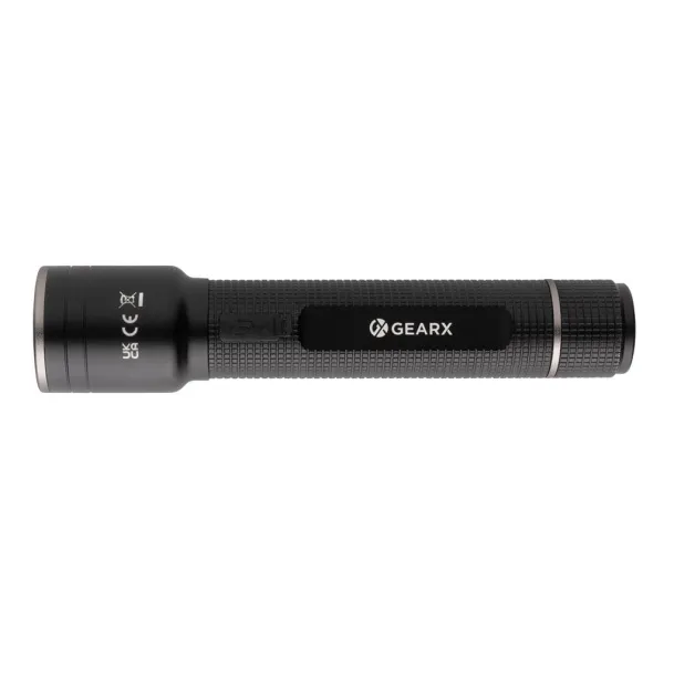  Gear X RCS recycled aluminum USB-rechargeable torch large - GearX Black 