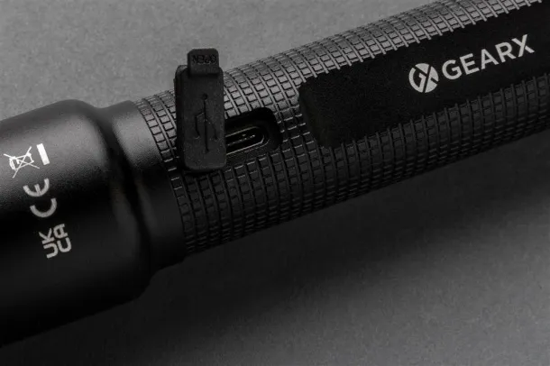  Gear X RCS recycled aluminum USB-rechargeable torch large - GearX Black 