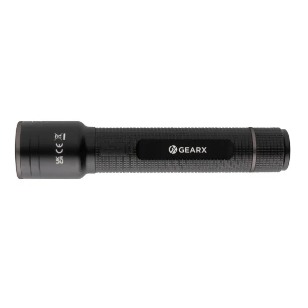  Gear X RCS recycled aluminum USB-rechargeable torch large - GearX Black 