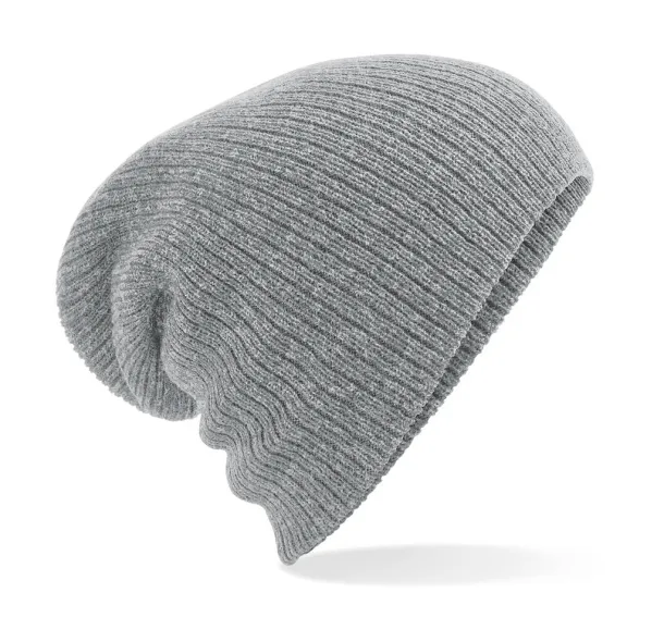  Heavy Gauge Slouch Beanie - Beechfield Heather Grey