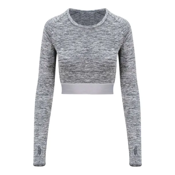  Ženski crop top s dugim rukavima - Just Cool Grey Melange