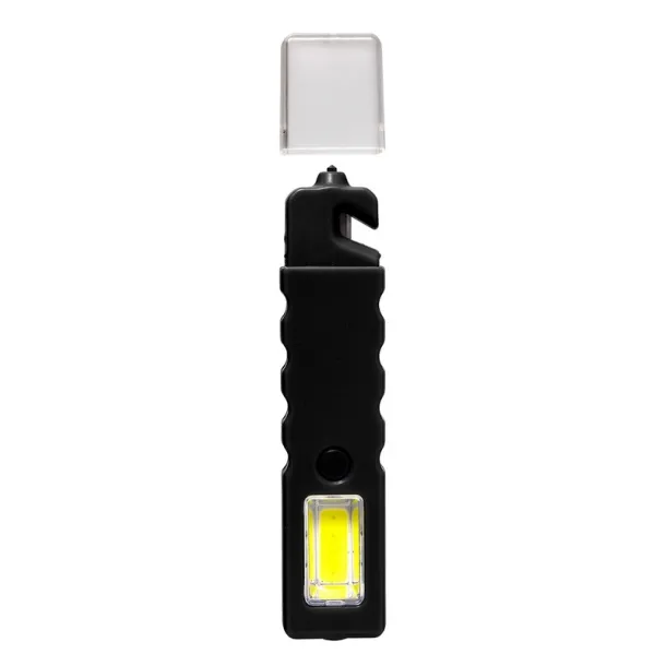  Emergency torch 4 COB LED, safety hammer, seat belt cutter black