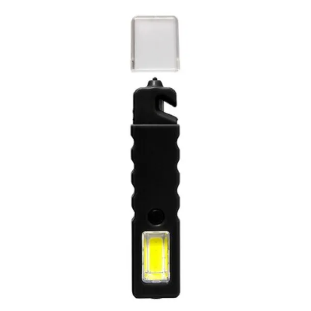  Emergency torch 4 COB LED, safety hammer, seat belt cutter black