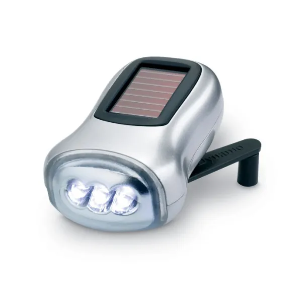 DYNASOL Dual powered dynamo torch Matt Silver