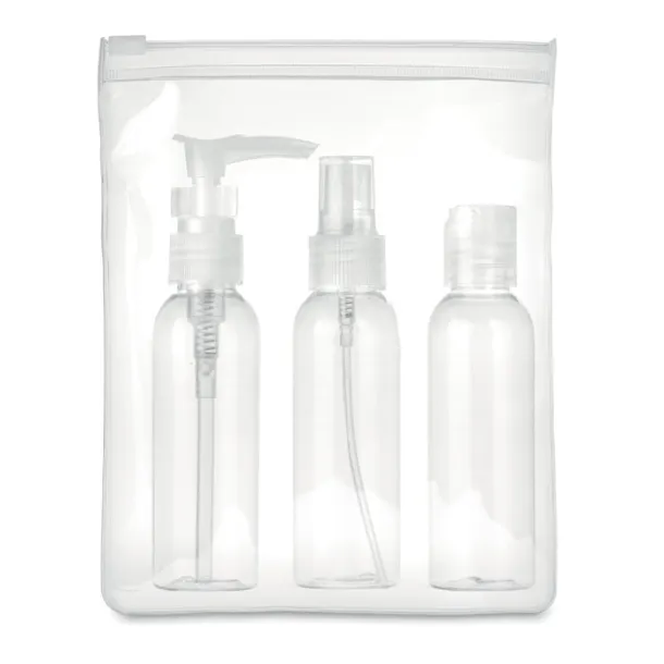 TRAVEL 3 Travel set PE in PEVA pouch Transparent
