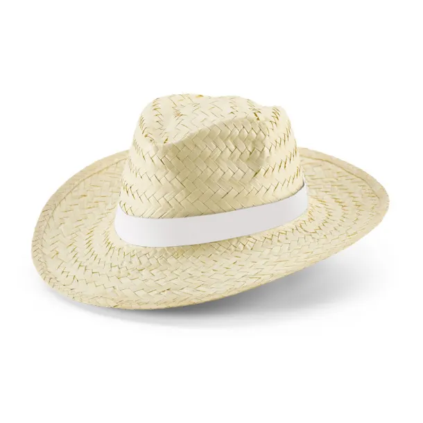 EDWARD RIB Natural straw hat White