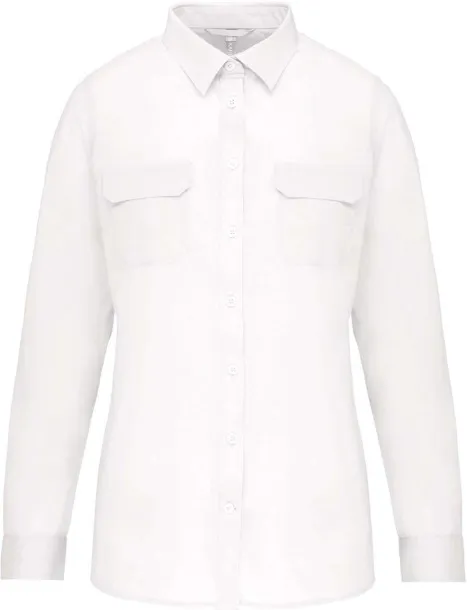  LADIES' LONG SLEEVED SAFARI SHIRT - Kariban White