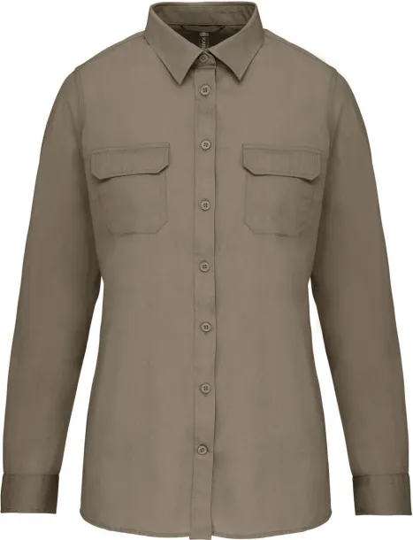  LADIES' LONG SLEEVED SAFARI SHIRT - Kariban Khaki