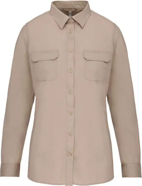  LADIES' LONG SLEEVED SAFARI SHIRT - Kariban Beige