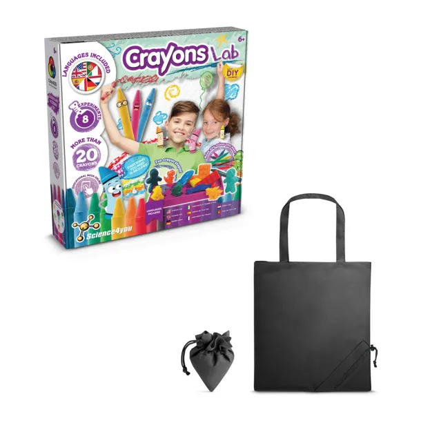 Crayon Factory Kit II Edukativna igra isporučuje se sa sklopivom poklon vrećicom od 190T Crna