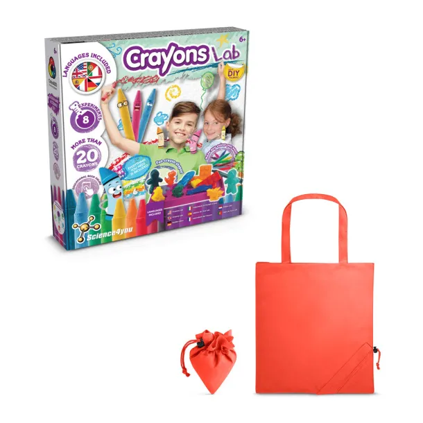 Crayon Factory Kit II Edukativna igra isporučuje se sa sklopivom poklon vrećicom od 190T Crvena