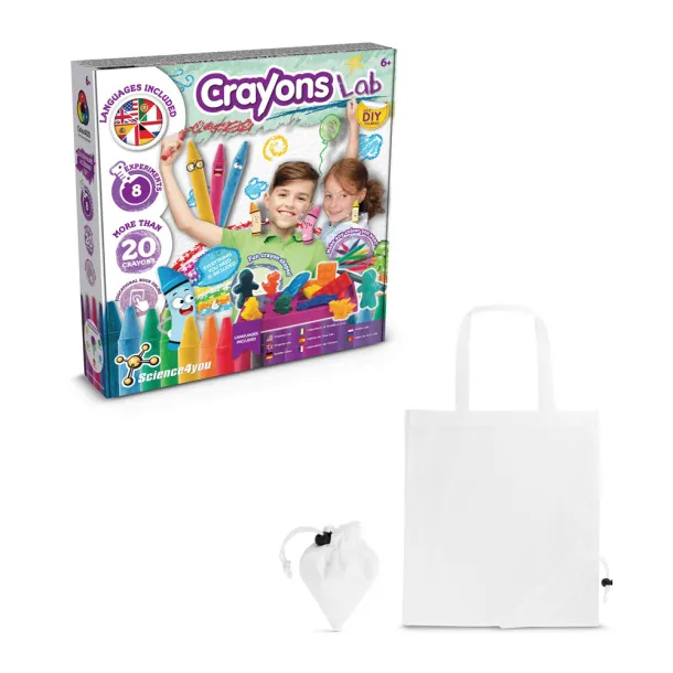 Crayon Factory Kit II Edukativna igra isporučuje se sa sklopivom poklon vrećicom od 190T Bijela