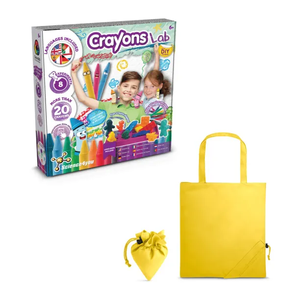 Crayon Factory Kit II Edukativna igra isporučuje se sa sklopivom poklon vrećicom od 190T Žuta