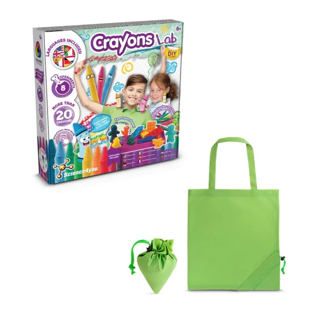 Crayon Factory Kit II Edukativna igra isporučuje se sa sklopivom poklon vrećicom od 190T Svijetlo zelena