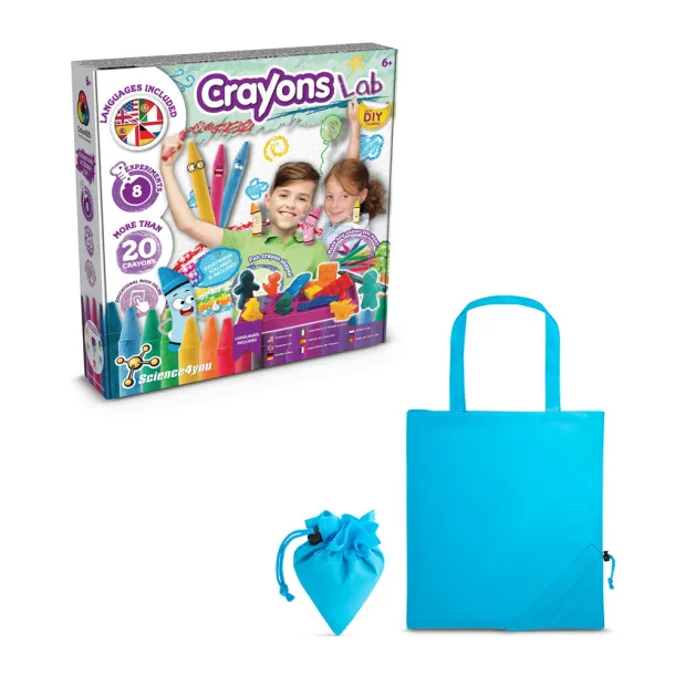 Crayon Factory Kit II Educational game supplied with a 190T folding gift bag Light blue