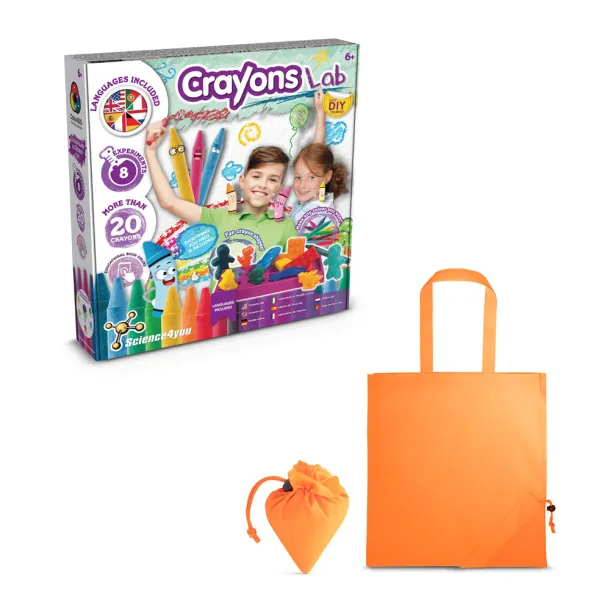 Crayon Factory Kit II Edukativna igra isporučuje se sa sklopivom poklon vrećicom od 190T Narančasta