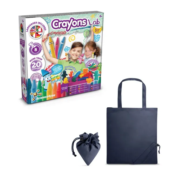 Crayon Factory Kit II Edukativna igra isporučuje se sa sklopivom poklon vrećicom od 190T Mornarsko plava