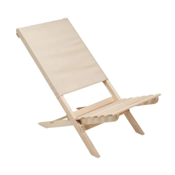 MARINERO Foldable wooden beach chair Beige