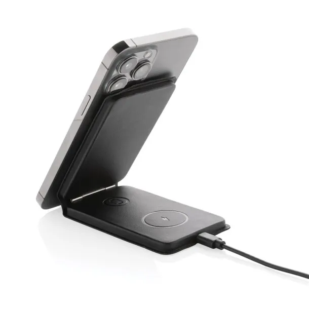  Swiss Peak RCS rPU 15W  3 in 1 magnetic wireless charger - Swiss Peak Black 